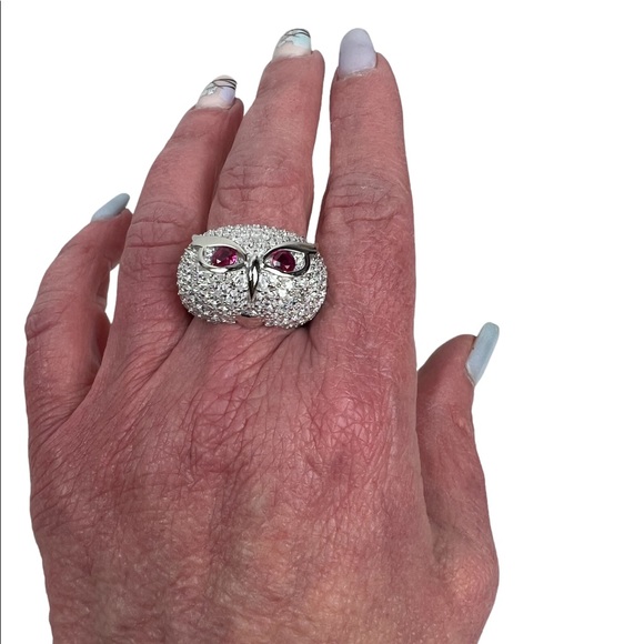 GLD Iced Owl Ring Vermeil .925 - Picture 6 of 9